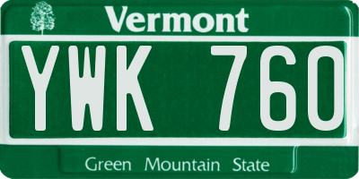 VT license plate YWK760