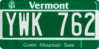 VT license plate YWK762
