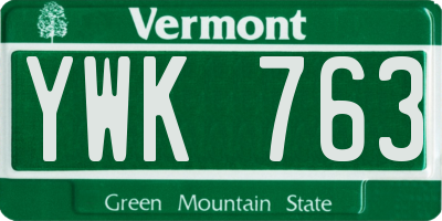 VT license plate YWK763