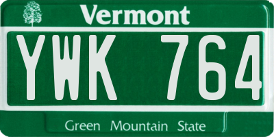 VT license plate YWK764