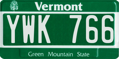 VT license plate YWK766
