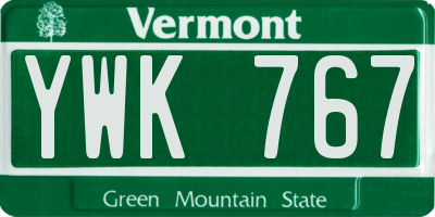 VT license plate YWK767