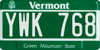 VT license plate YWK768