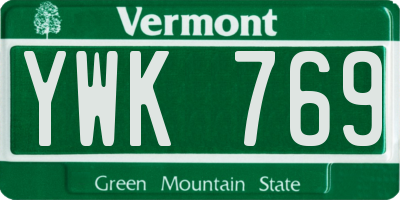 VT license plate YWK769