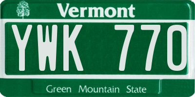 VT license plate YWK770