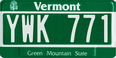 VT license plate YWK771