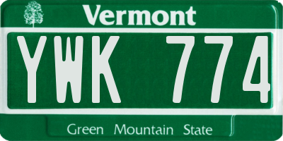 VT license plate YWK774