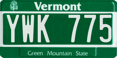 VT license plate YWK775