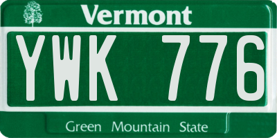 VT license plate YWK776