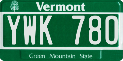 VT license plate YWK780