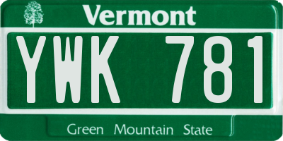 VT license plate YWK781