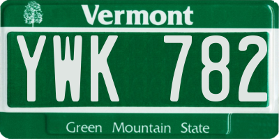 VT license plate YWK782
