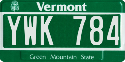 VT license plate YWK784