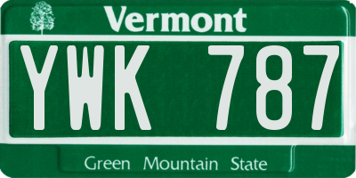 VT license plate YWK787