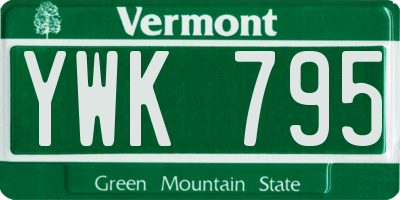 VT license plate YWK795