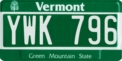 VT license plate YWK796