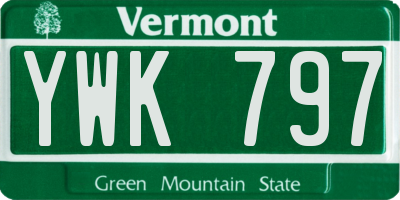VT license plate YWK797