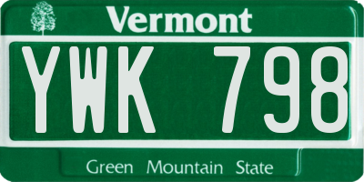 VT license plate YWK798