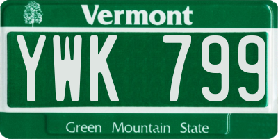 VT license plate YWK799