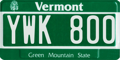 VT license plate YWK800