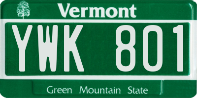 VT license plate YWK801