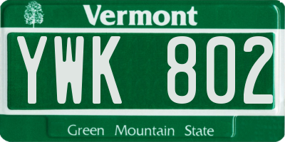 VT license plate YWK802