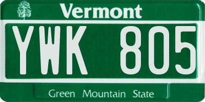 VT license plate YWK805