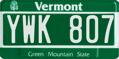 VT license plate YWK807