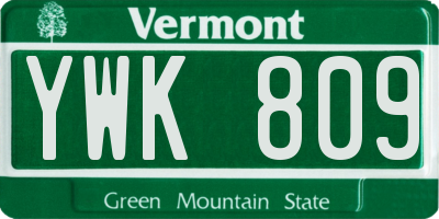 VT license plate YWK809