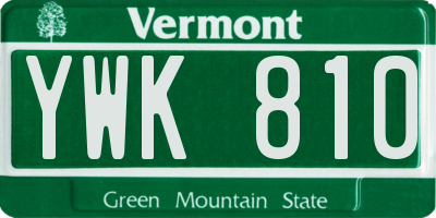 VT license plate YWK810