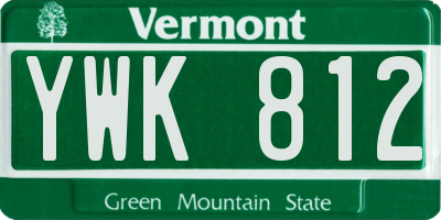 VT license plate YWK812