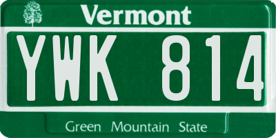 VT license plate YWK814