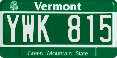 VT license plate YWK815