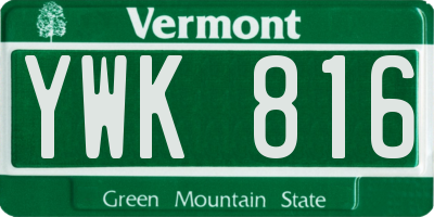 VT license plate YWK816