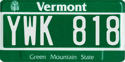 VT license plate YWK818