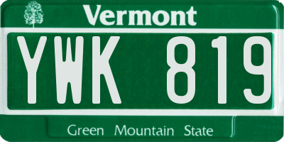VT license plate YWK819