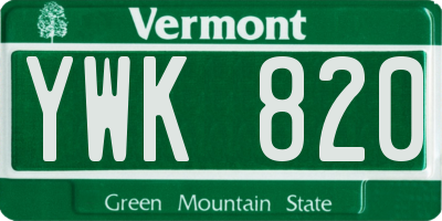 VT license plate YWK820