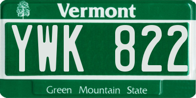 VT license plate YWK822