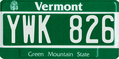 VT license plate YWK826