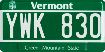 VT license plate YWK830
