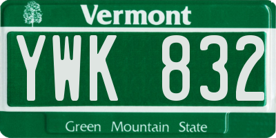 VT license plate YWK832
