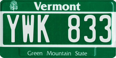 VT license plate YWK833