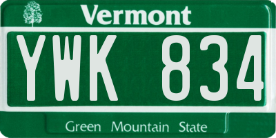 VT license plate YWK834