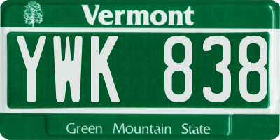 VT license plate YWK838