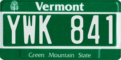 VT license plate YWK841