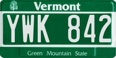 VT license plate YWK842