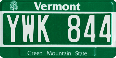 VT license plate YWK844