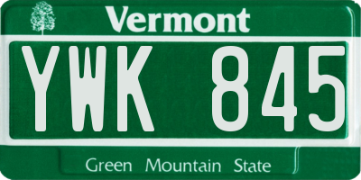 VT license plate YWK845