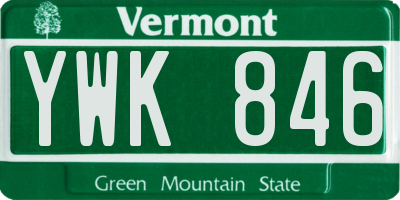VT license plate YWK846