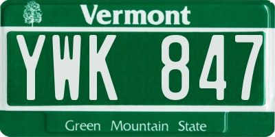VT license plate YWK847